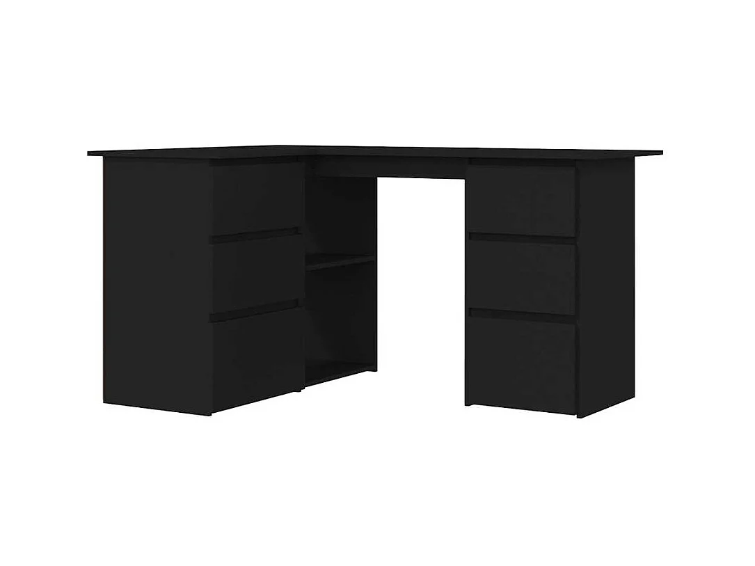 Scrivania tavolo postazione di lavoro mobile per computer angolo IT studio 145 x 100 x 76 cm derivati ​​del legno nero 02_0023691