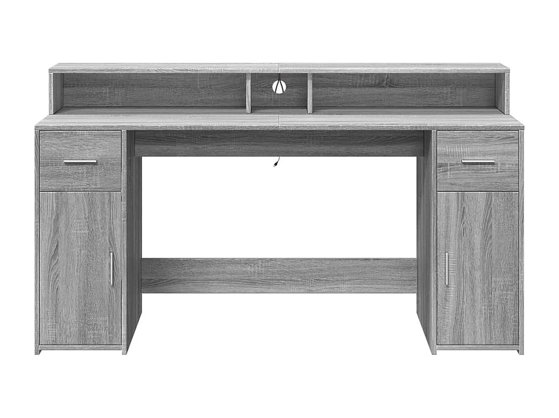 Mesa de trabalho móveis para computador escritório computador iluminação LED Sonoma 160 x 55 x 91 cm madeira projetada cinza 02_0023809