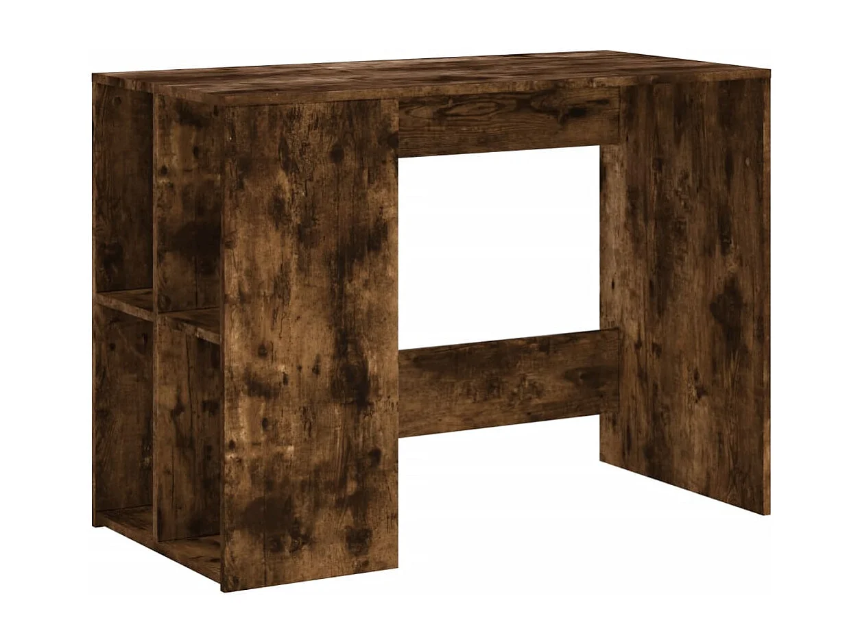 Mesa de escritorio puesto de trabajo mueble para ordenador estudio informático roble ahumado 102 x 50 x 75 cm madera contrachapada marrón 02_0023570