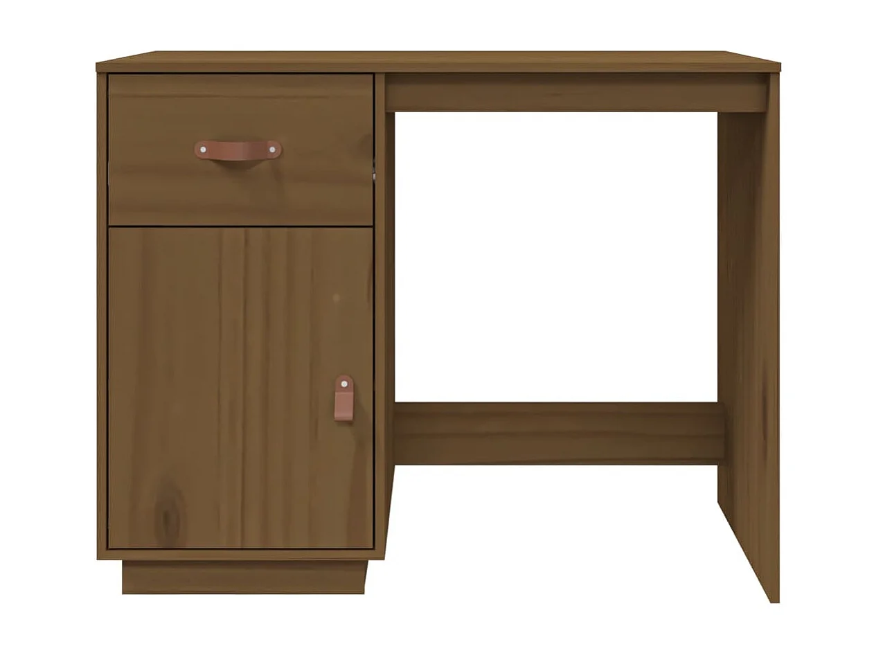 Mesa de escritorio puesto de trabajo mueble de ordenador estudio miel 95 x 50 x 75 cm madera maciza de pino marrón 02_0023874