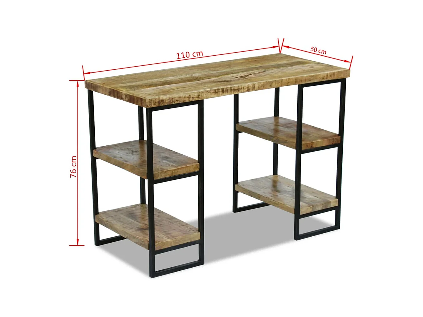 Mesa escritorio puesto de trabajo mueble ordenador estudio en madera de mango 110 x 50 x 76 cm marrón 02_0023779