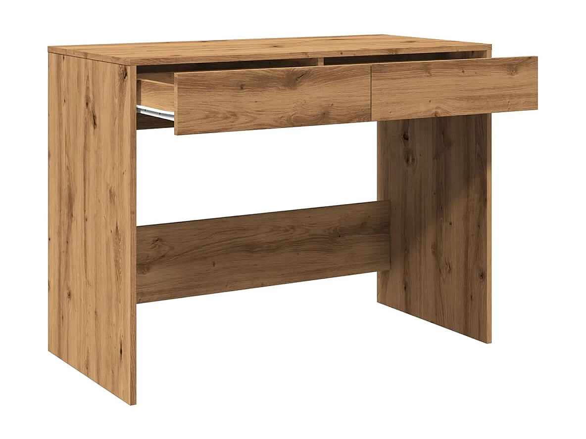 Scrivania tavolo postazione di lavoro mobile per computer studio IT rovere artigianale 101 x 50 x 76,5 cm pannelli di MDF marrone 02_0023559