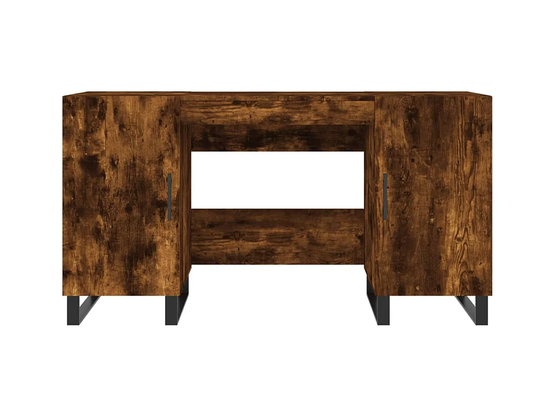 Scrivania tavolo postazione di lavoro mobile per computer studio IT rovere affumicato 140 x 50 x 75 cm derivati ​​del legno marrone 02_0023584
