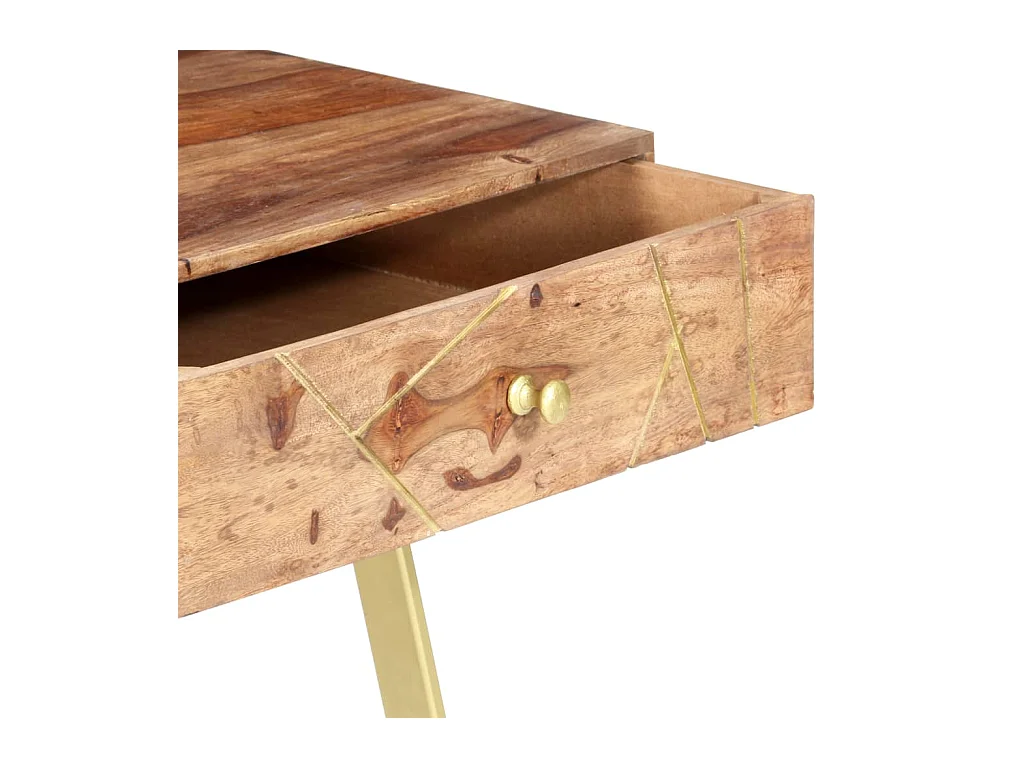 Scrivania tavolo postazione di lavoro mobile per computer studio con cassetti 100 x 55 x 75 cm legno massello marrone 02_0023460