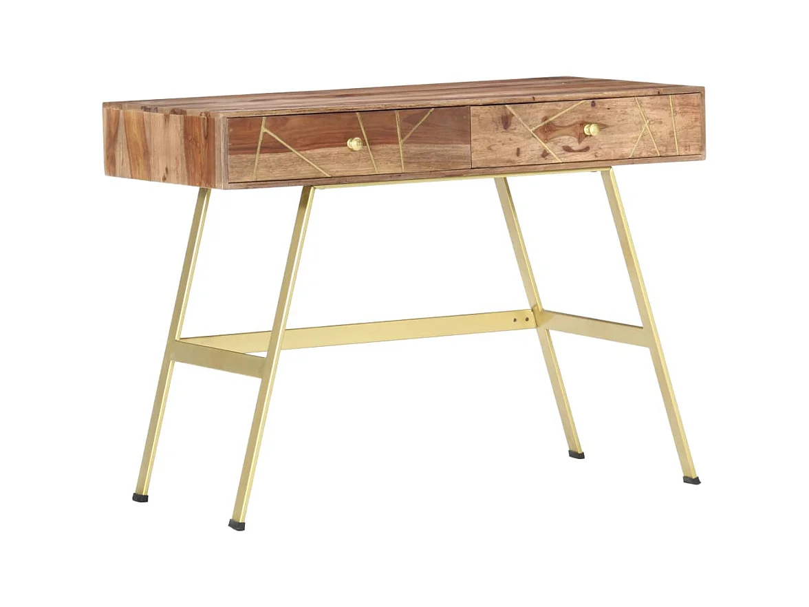 Scrivania tavolo postazione di lavoro mobile per computer studio con cassetti 100 x 55 x 75 cm legno massello marrone 02_0023460