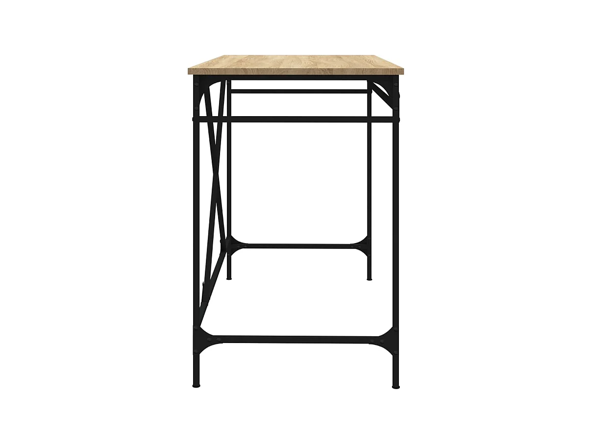 Scrivania tavolo postazione di lavoro mobile per computer studio IT rovere Sonoma 100 x 50 x 75 cm pannelli compositi e ferro marrone 02_0023632