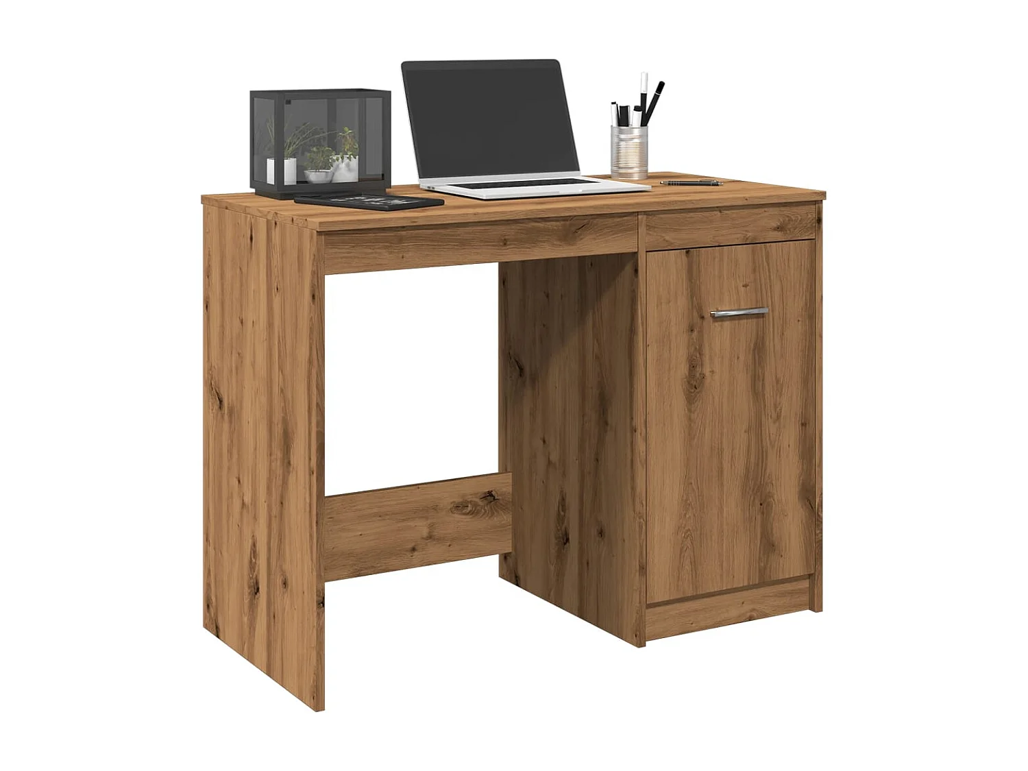 Scrivania tavolo postazione di lavoro mobile per computer studio rovere artigianale 100 x 50 x 76 cm legno ingegnerizzato marrone 02_0023558