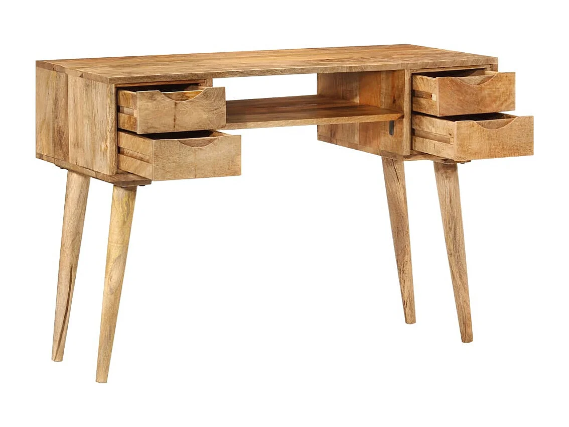 Mesa escritorio puesto de trabajo mueble ordenador estudio con cajones 110 x 47 x 76 cm madera maciza de mango marrón 02_0023462