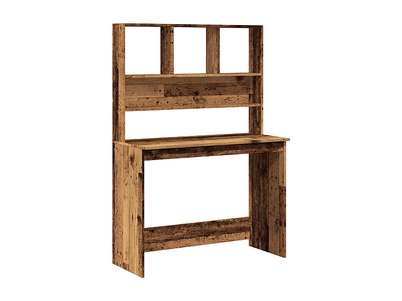 Mesa escritorio puesto de trabajo mueble ordenador estudio con estantes madera vieja 102 x 45 x 148 cm madera contrachapada marrón 02_0023494