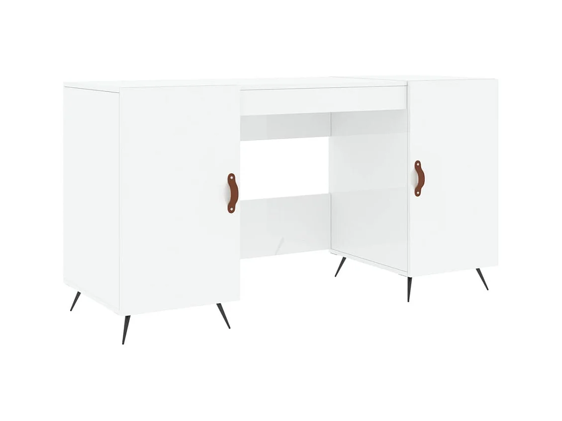 Scrivania tavolo postazione di lavoro mobile per computer studio informatico lucido 140 x 50 x 75 cm derivati ​​del legno bianco 02_0023540