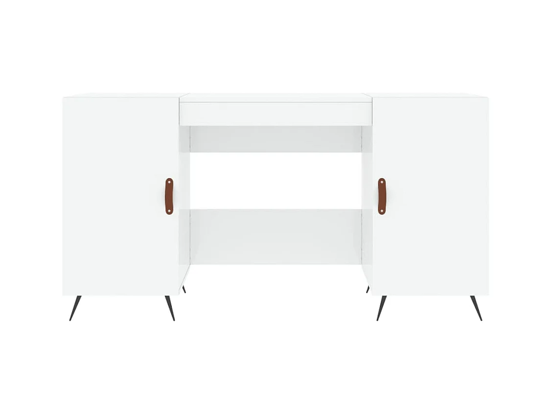 Scrivania tavolo postazione di lavoro mobile per computer studio informatico lucido 140 x 50 x 75 cm derivati ​​del legno bianco 02_0023540