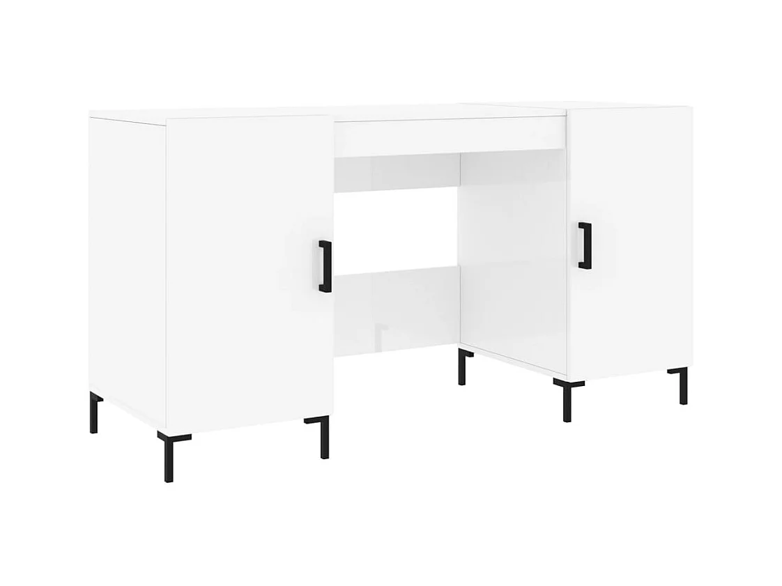 Scrivania tavolo postazione di lavoro mobile per computer studio informatico lucido 140 x 50 x 75 cm derivati ​​del legno bianco 02_0023544