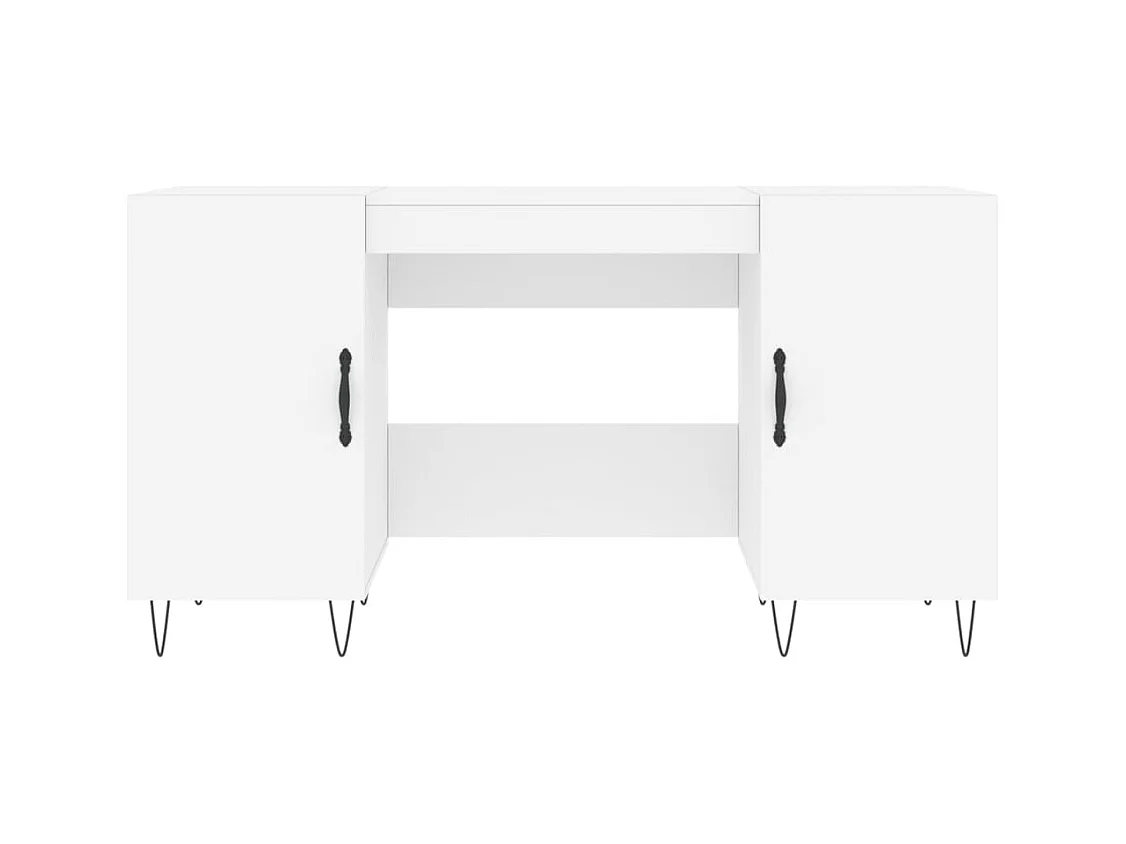 Scrivania tavolo postazione di lavoro mobile per computer studio 140 x 50 x 75 cm derivati ​​del legno bianco 02_0023518