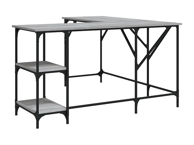 Mesa de escritorio puesto de trabajo mueble de ordenador estudio sonoma 139 x 139 x 75 cm madera contrachapada gris 02_0023949