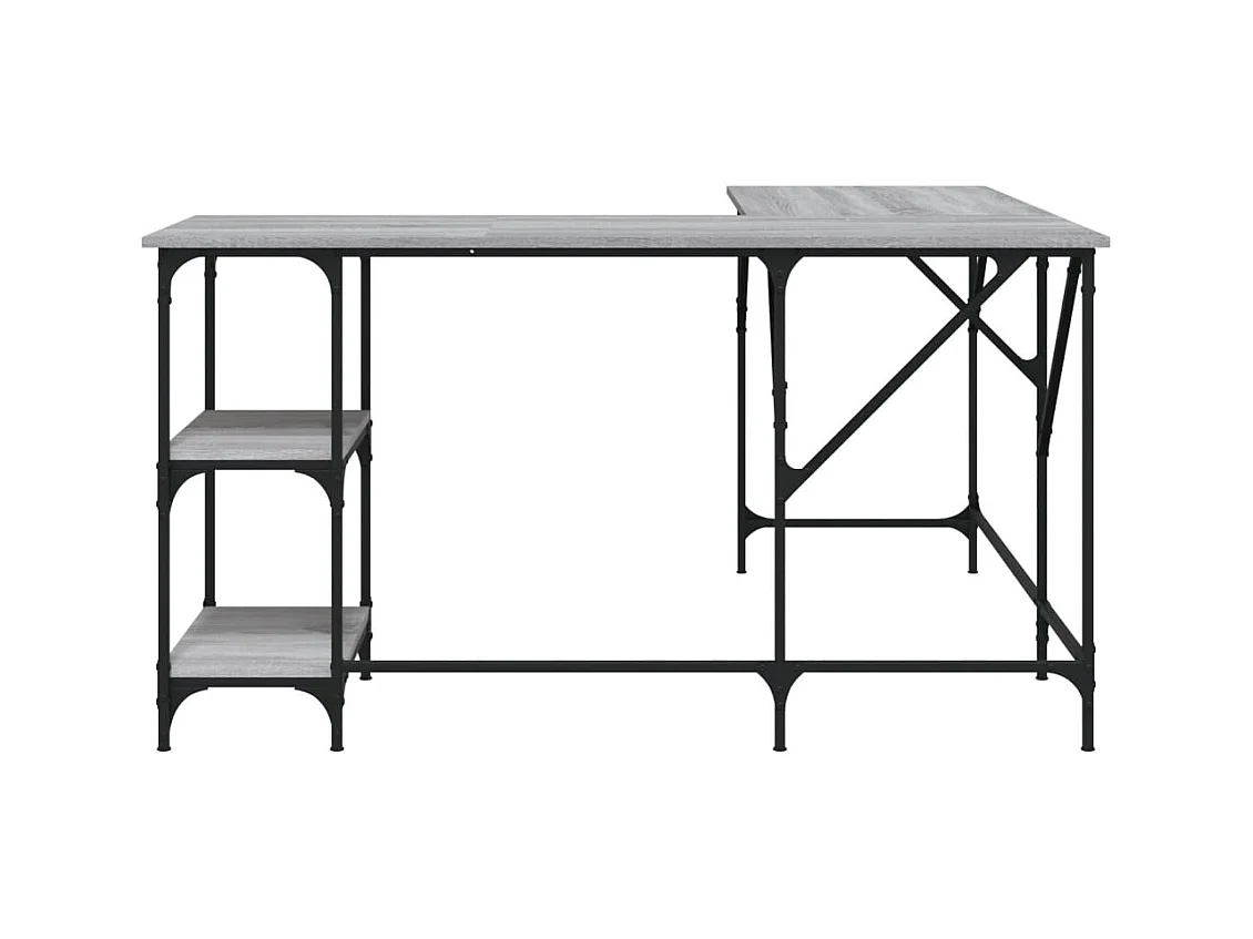 Scrivania tavolo postazione di lavoro mobile per computer studio sonoma 139 x 139 x 75 cm derivati ​​del legno grigio 02_0023949