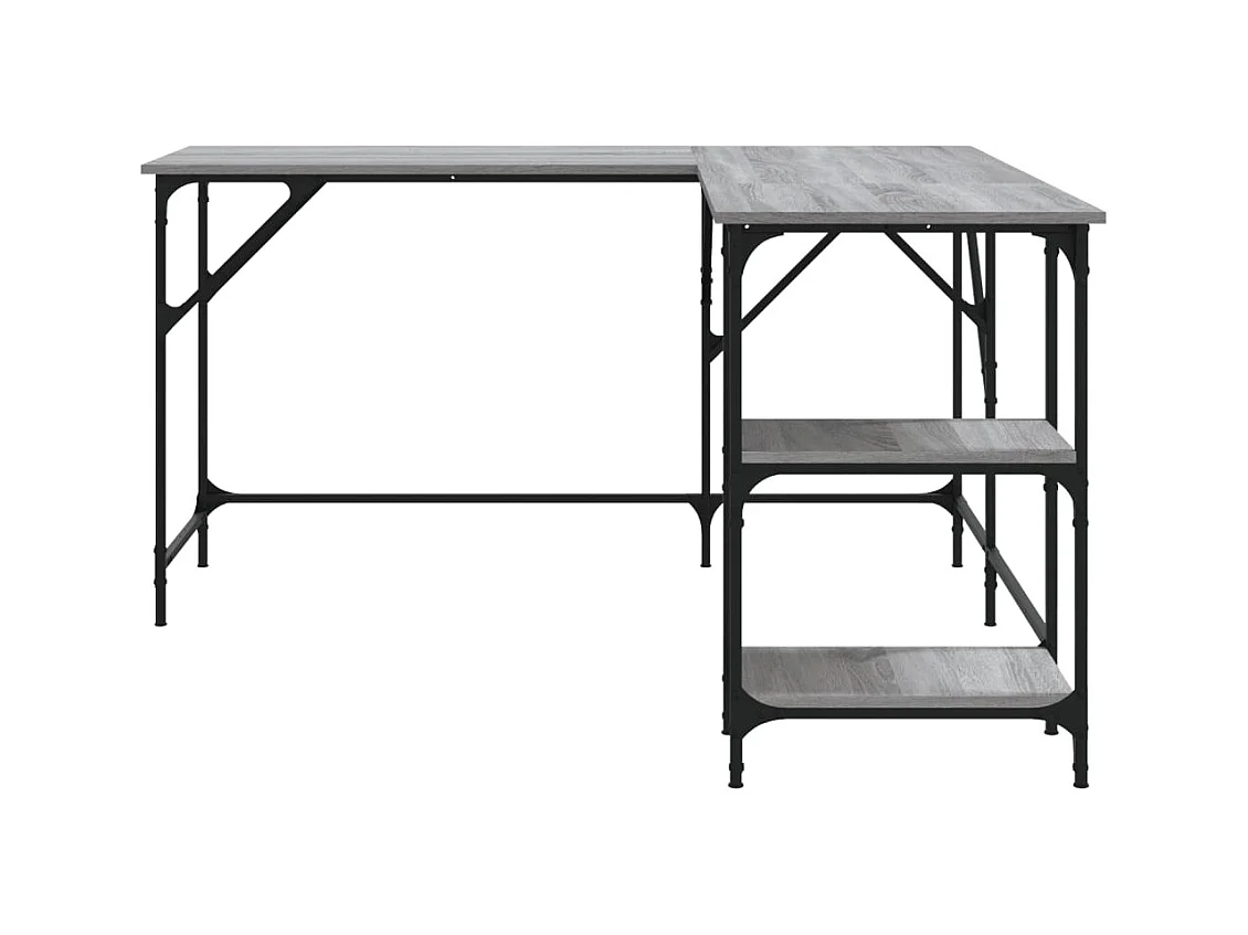 Scrivania tavolo postazione di lavoro mobile per computer studio sonoma 139 x 139 x 75 cm derivati ​​del legno grigio 02_0023949