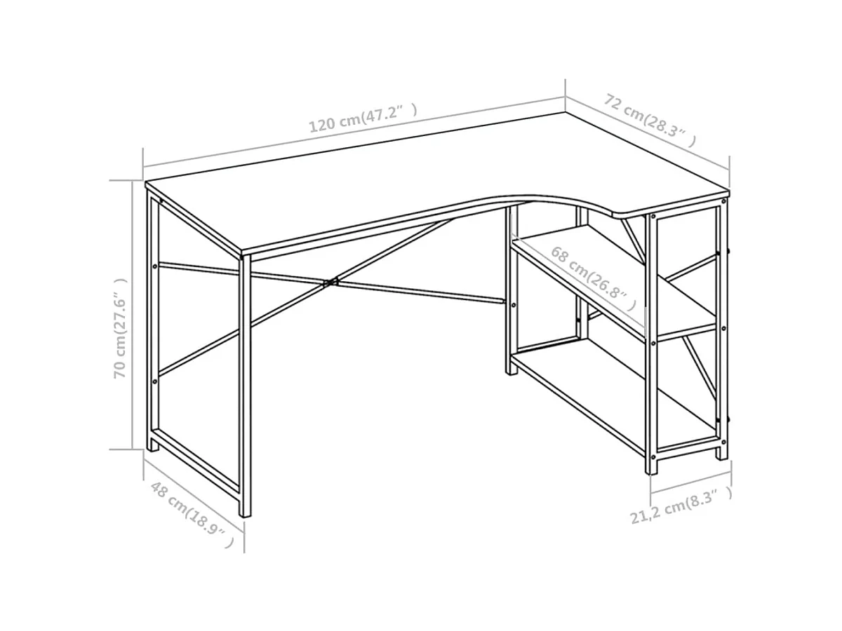Scrivania tavolo postazione di lavoro mobile per computer studio per computer 120 x 72 x 70 cm bianco 02_0023715