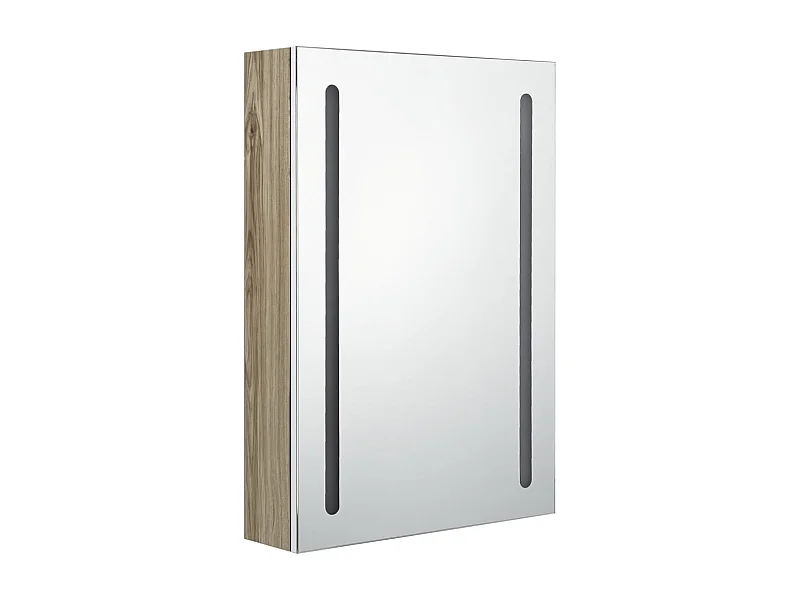 Mueble de baño con espejo LED blanco 50 x 13 x 70 cm roble 02_0006585