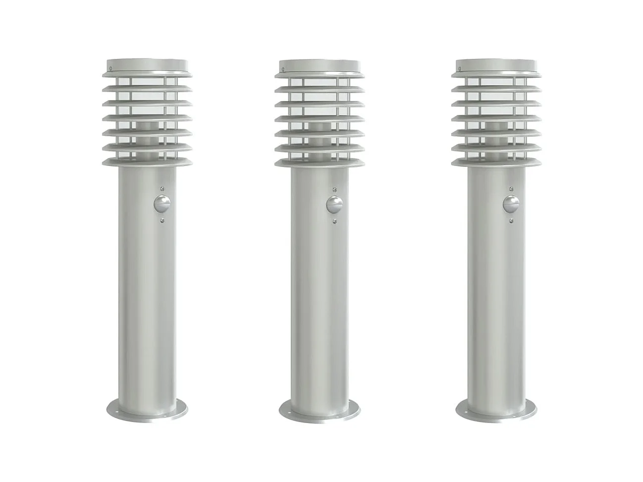 Lampade da terra per esterno con sensori 3 pezzi in acciaio inox Argento 02_0042568