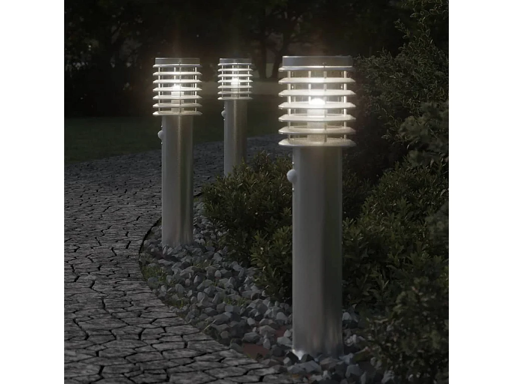 Lampadaires d'extérieur avec capteurs argenté 14 x 14 x 60 cm 02_0042568