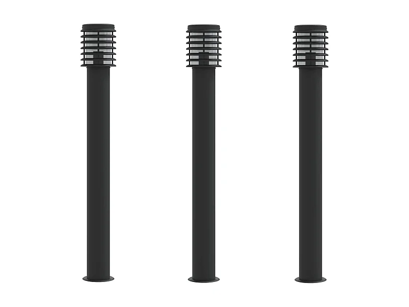 Candeeiros de pé exteriores 3 unidades 110 cm aço inoxidável preto 02_0042546