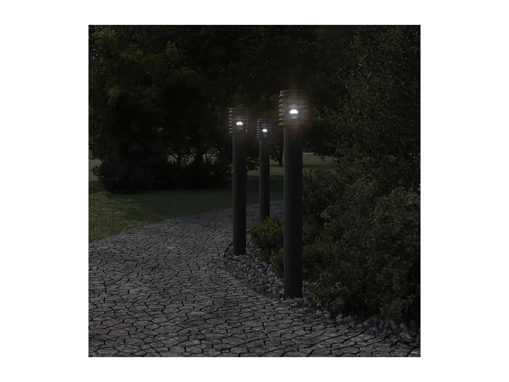 Lampadaires d'extérieur 3 pcs argenté 14 x 14 x 110 cm 02_0042546