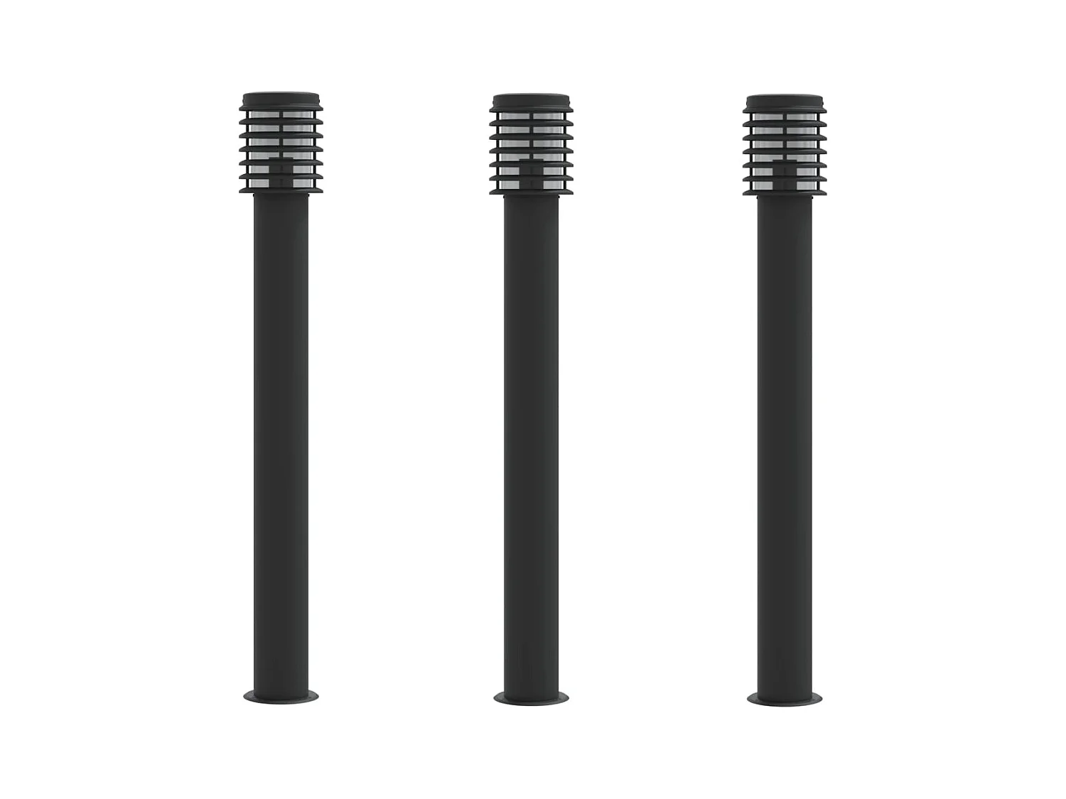 Candeeiros de pé exteriores 3 unidades 110 cm aço inoxidável preto 02_0042546