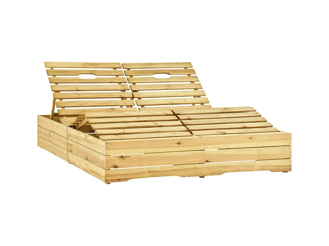 Tumbona cama de jardín terraza muebles de exterior doble con cojines madera de pino impregnado 02_0012734