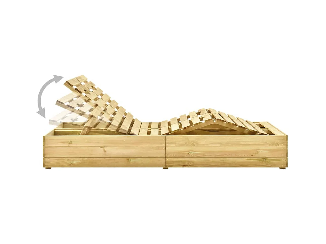 Tumbona cama de jardín terraza muebles de exterior doble con cojines madera de pino impregnado 02_0012734