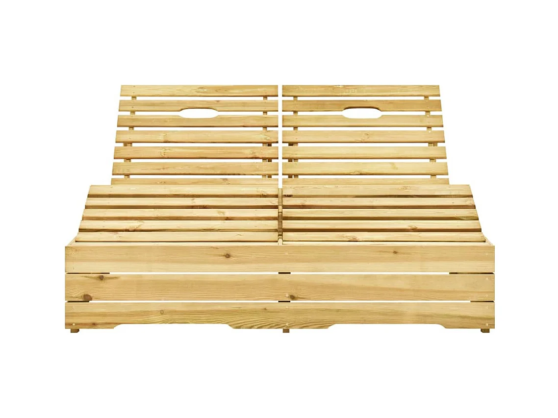 Tumbona cama de jardín terraza muebles de exterior doble con cojines madera de pino impregnado 02_0012734