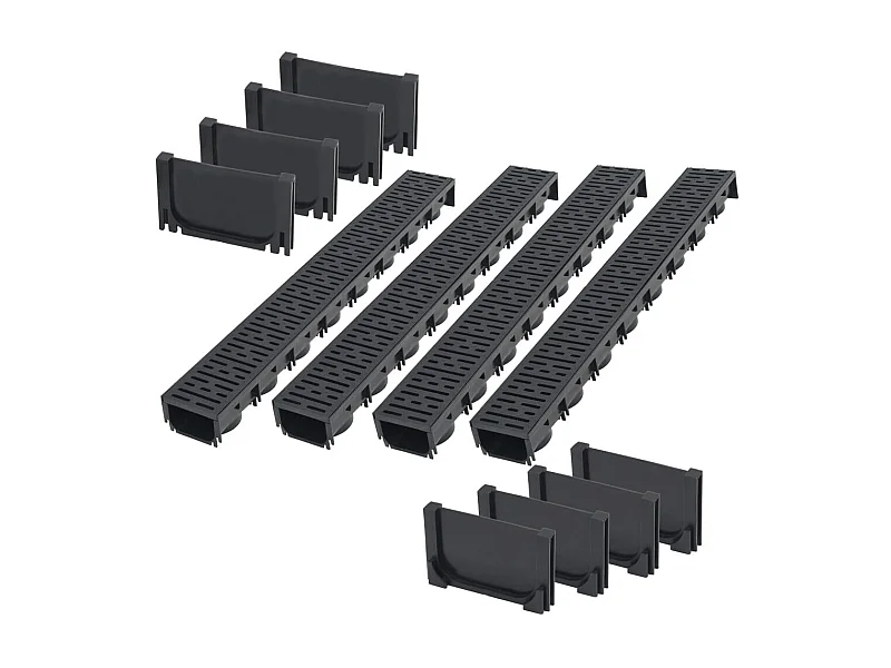 Canal de drenagem 4 peças plástico 4 m 02_0002995