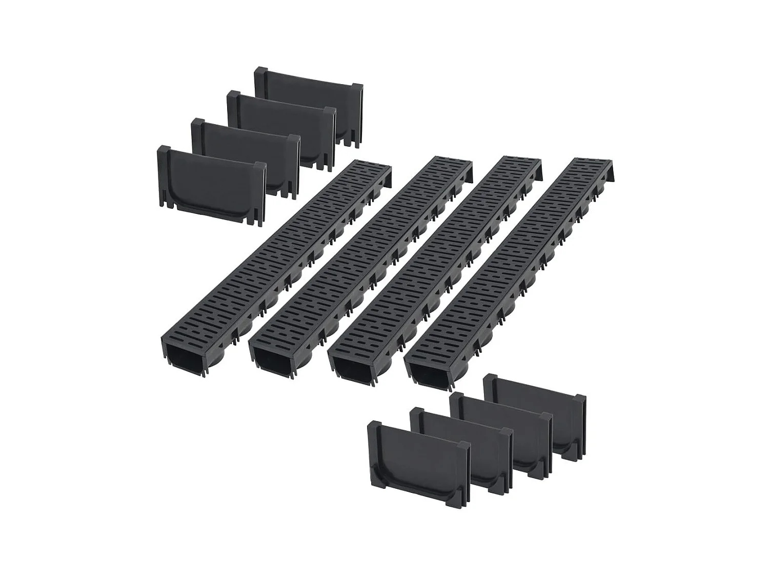 Canal de drenagem 4 peças plástico 4 m 02_0002995