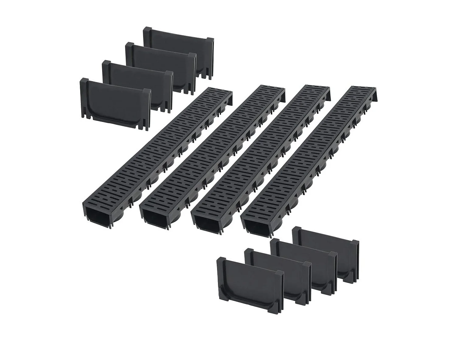 Canal de drenagem 4 peças plástico 4 m 02_0002995