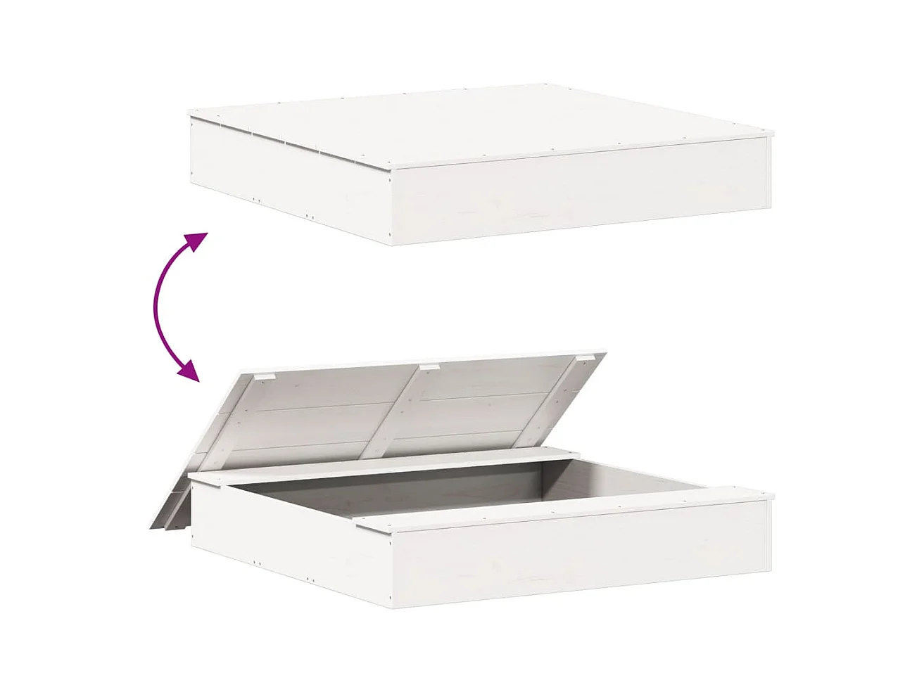 Sabbiera area giochi per bambini da giardino esterno con copertura in legno massello di pino bianco 02_0041511