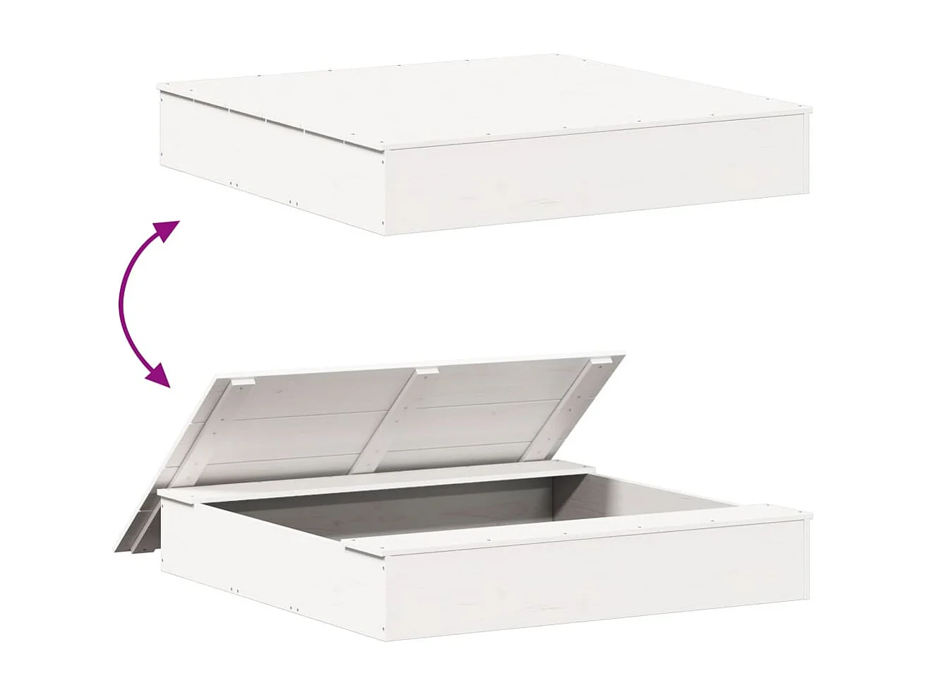 Arenero zona de juegos infantil jardín exterior con cubierta de madera maciza de pino blanco 02_0041511