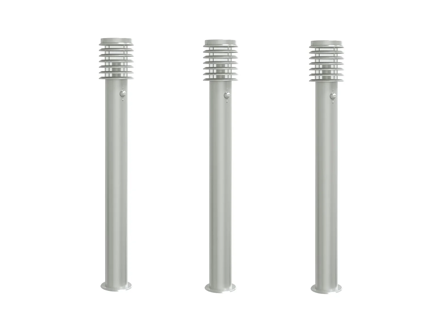 Lámparas de pie para exterior con sensores 3 piezas acero inoxidable Plata 02_0042567