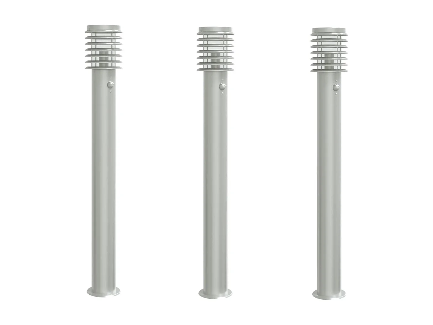 Lampade da terra per esterno con sensori 3 pezzi in acciaio inox Argento 02_0042567