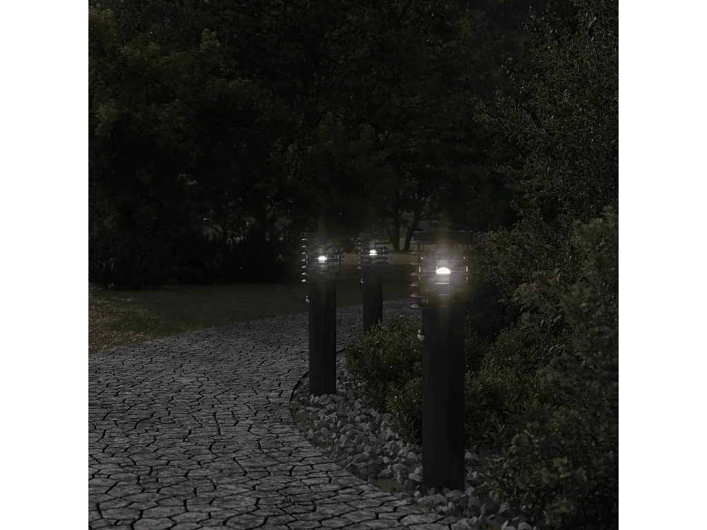 Lampadaire d'extérieur avec capteur argenté 14 x 14 x 60 cm 02_0042523