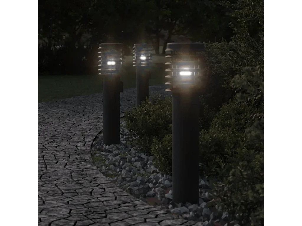 Lampadaire d'extérieur 60 cm argenté 14 x 14 x 60 cm 02_0042509