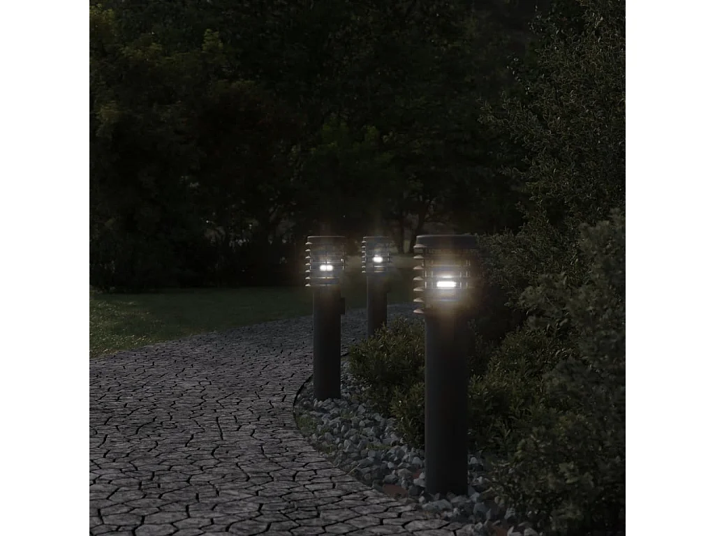 Lampadaire d'extérieur 60 cm argenté 14 x 14 x 60 cm 02_0042509