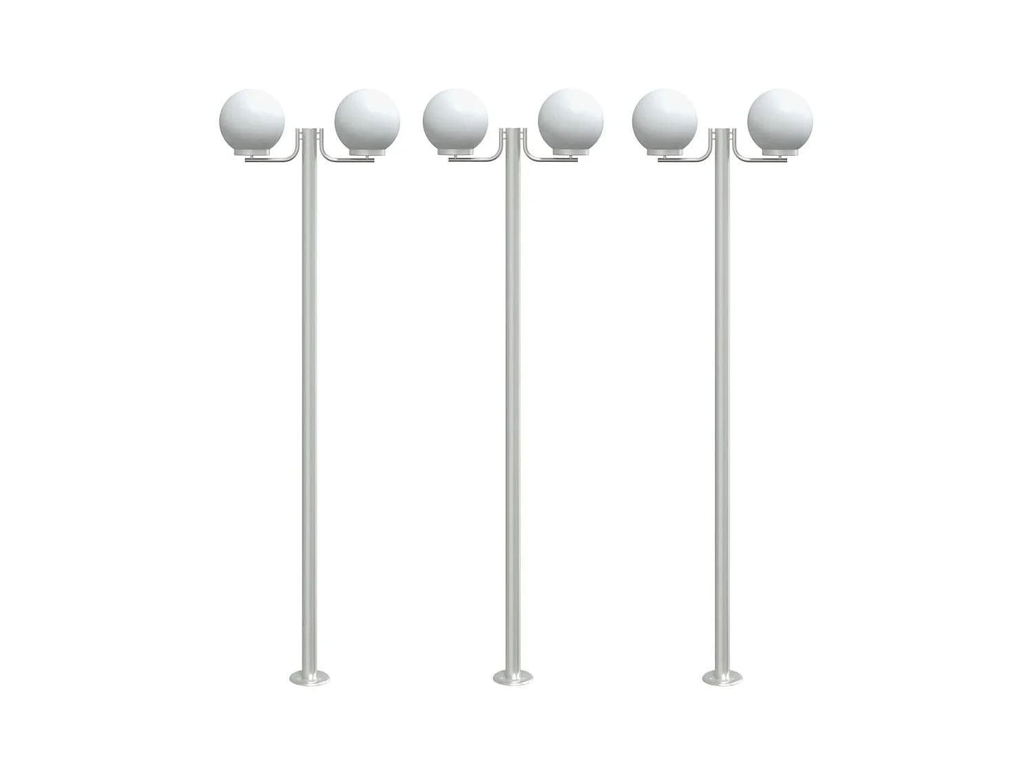 Lampade da terra per esterno 3 pz argento 215 cm acciaio inox Argento 02_0042558