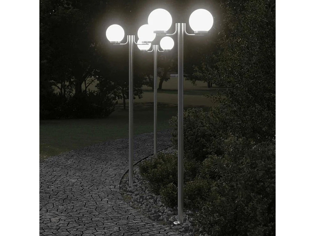 Lampadaires d'extérieur 3 pcs argenté 16 x 16 x 215 cm 02_0042558