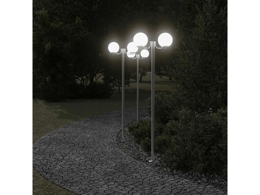 Lampadaires d'extérieur 3 pcs argenté 16 x 16 x 215 cm 02_0042558