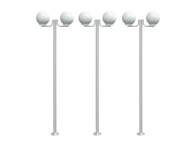 Lampadaires d'extérieur 3 pcs argenté 16 x 16 x 215 cm 02_0042558