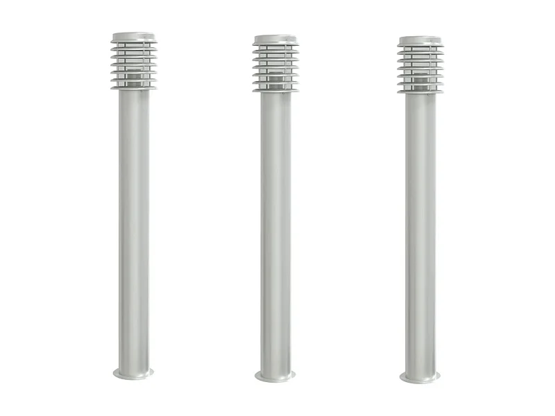 Candeeiros de pé exteriores 3 unidades prateados 110 cm aço inoxidável prateado 02_0042556