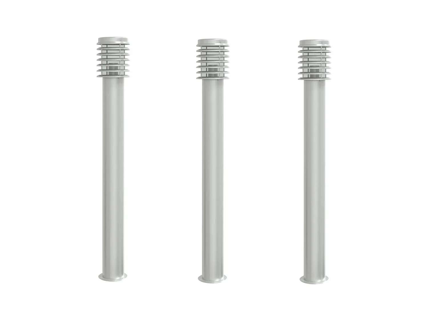 Lampade da terra per esterno 3 pz argento 110 cm acciaio inox Argento 02_0042556