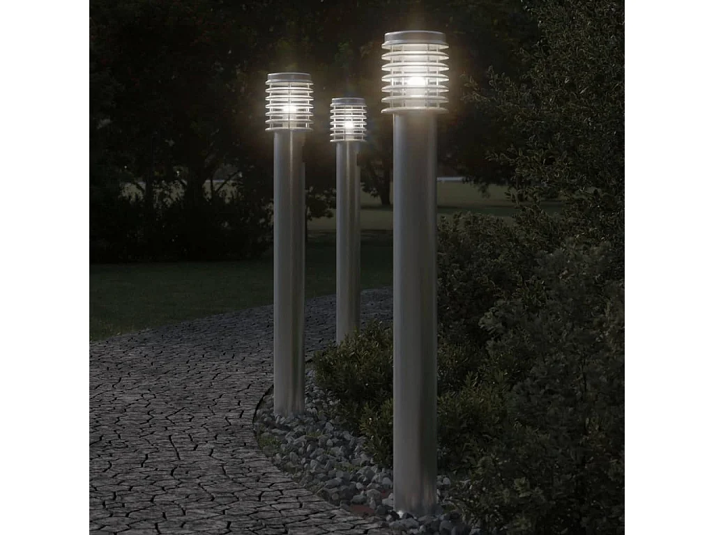 Lampadaires d'extérieur 3 pcs argenté 14 x 14 x 110 cm 02_0042556