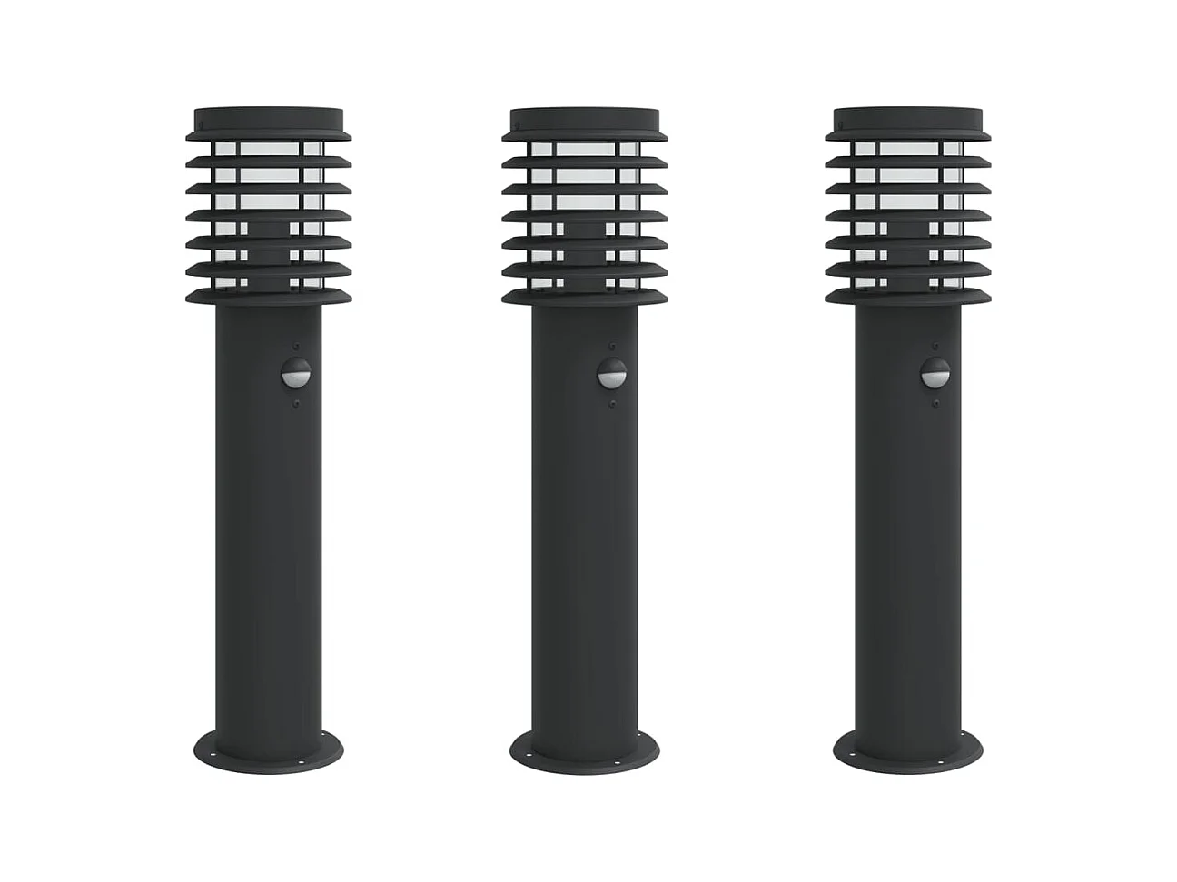 Farolas y sensores exteriores 3 piezas acero inoxidable negro 02_0042574