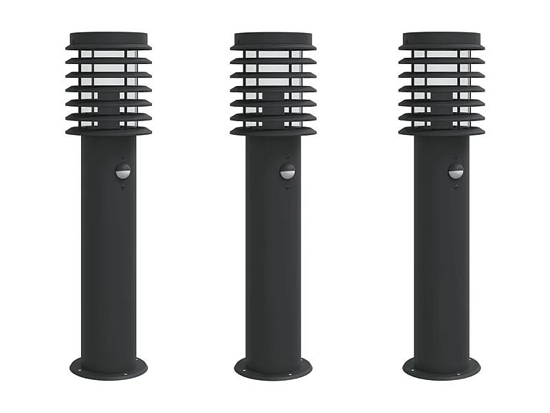 Lampadaires d'extérieur et capteurs argenté 14 x 14 x 60 cm 02_0042574