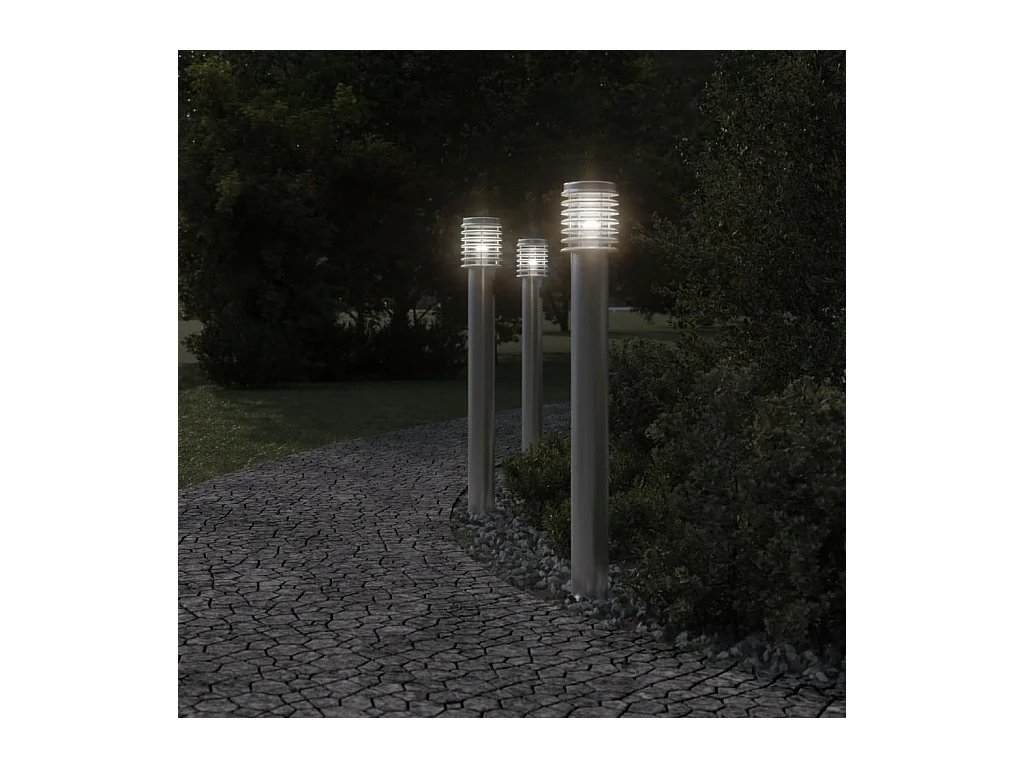 Candeeiro de pé exterior e saída prateada 110 cm aço inoxidável prateado 02_0042532